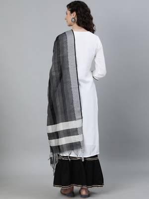White cotton Solid   Kurta     Palazzo 3
