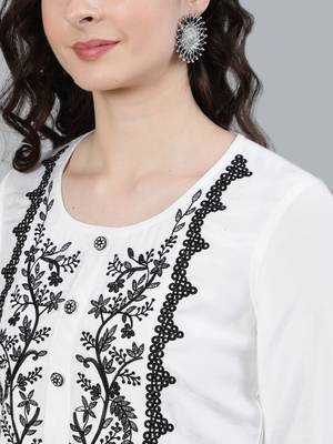 White cotton Solid   Kurta     Palazzo 5