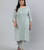 Green cotton Self Design   Kurta     Palazzo