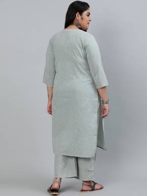Green cotton Self Design   Kurta     Palazzo 3