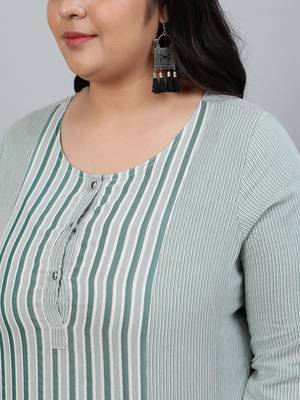 Green cotton Self Design   Kurta     Palazzo 5