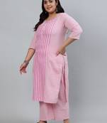 Pink cotton Self Design   Kurta     Palazzo