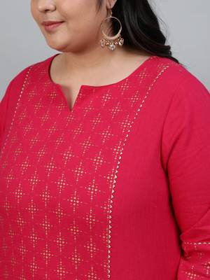 Pink cotton Printed   Kurta  with  Pant 5
