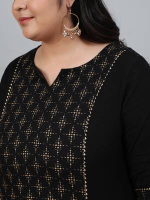 Black cotton Printed   Kurta  with  Pant 5