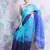 Sky blue woven blended cotton saree with blouse
