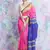 Pink woven blended cotton saree with blouse