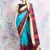 Sky blue woven blended cotton saree with blouse