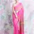 Pink woven blended cotton saree with blouse