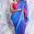 Blue woven blended cotton saree with blouse