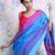 Blue woven blended cotton saree with blouse
