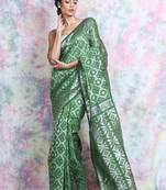 Green Woven Blended Cotton Saree Without Blouse