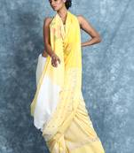 White woven cotton saree with blouse