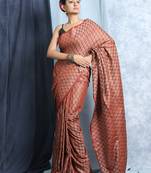 Brown Woven Silk Saree With Blouse