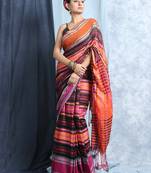Multicolored cotton weaved saree with blouse 