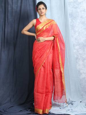 Red Jute Silk With Blouse 1