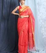 Red Jute Silk With Blouse
