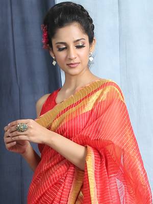 Red Jute Silk With Blouse 2