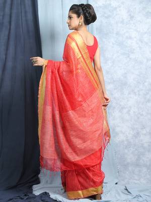 Red Jute Silk With Blouse 4
