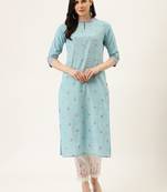 Blue Yarn Dyed Kurta With Pants