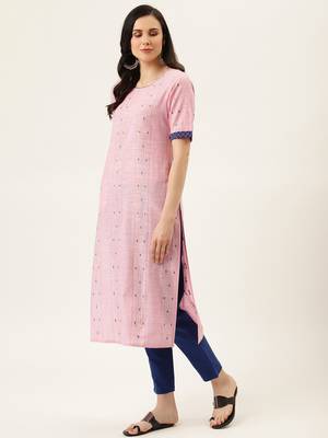 Pink Yarn Dyed Kurta With Pants 2