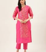 Pink Gold Print Kurta With Pant