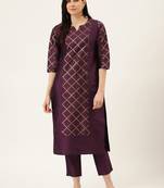 Purple Gold Print Kurta With Pant