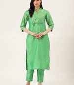 Green Gold Print Kurta With Pant