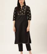 Black Gold Print Kurta With Pant