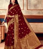 Maroon Banarasi Silk Jacquard Work Designer Saree