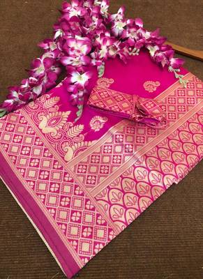 Pink Banarasi Silk Jacquard Work Designer Saree 2