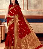 Red Banarasi Silk Jacquard Work Designer Saree