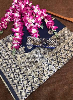Blue Banarasi Silk Jacquard Work Designer Saree 2