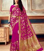Pink Banarasi Silk Jacquard Work Designer Saree