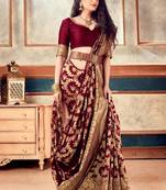 Maroon Banarasi Silk With Jari Work Designer Saree