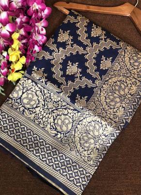 Navy Blue Banarasi Silk With Jari Work Designer Saree 2