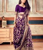 Purple Banarasi Silk With Jari Work Designer Saree