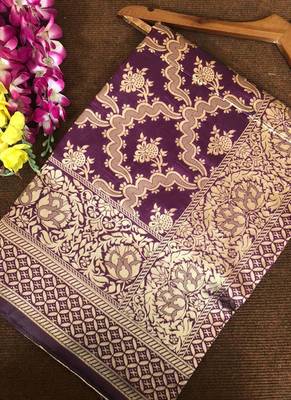 Purple Banarasi Silk With Jari Work Designer Saree 2