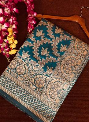 Turquoise Banarasi Silk With Jari Work Designer Saree 2