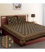 Cotton Dabu Printed Double King Size Bed Sheet With Pillow Cover