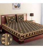 Cotton Dabu Printed Double King Size Bed Sheet With Pillow Cover