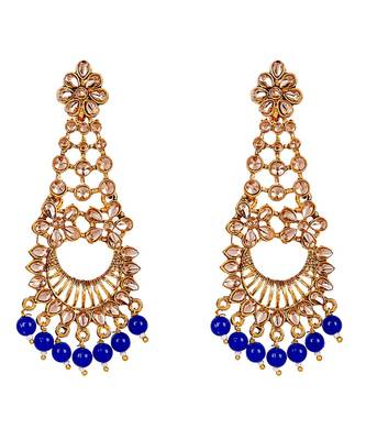 Blue gold plated Yellow Gold Alloy   Pair Earring 1