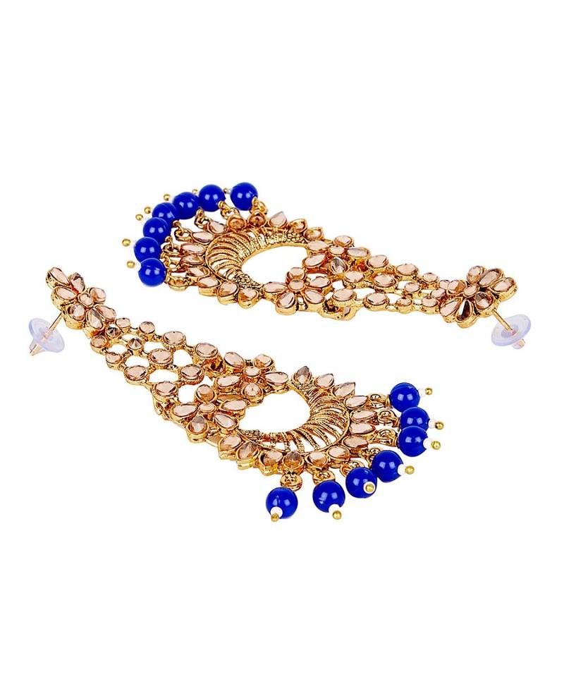 Blue gold plated Yellow Gold Alloy   Pair Earring