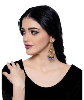 Blue gold plated Yellow Gold Alloy   Pair Earring 4