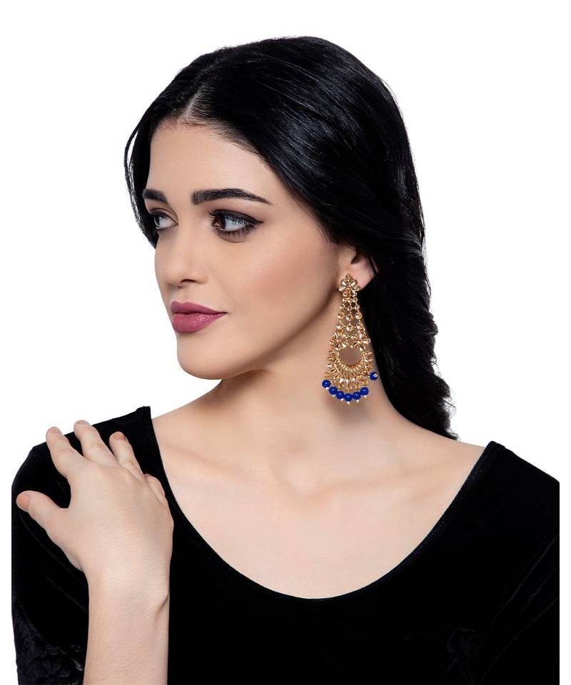 Blue gold plated Yellow Gold Alloy   Pair Earring