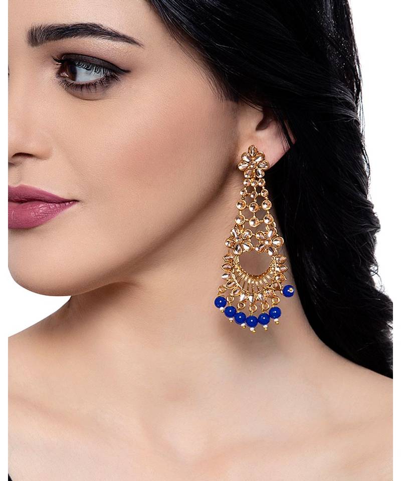 Blue gold plated Yellow Gold Alloy   Pair Earring