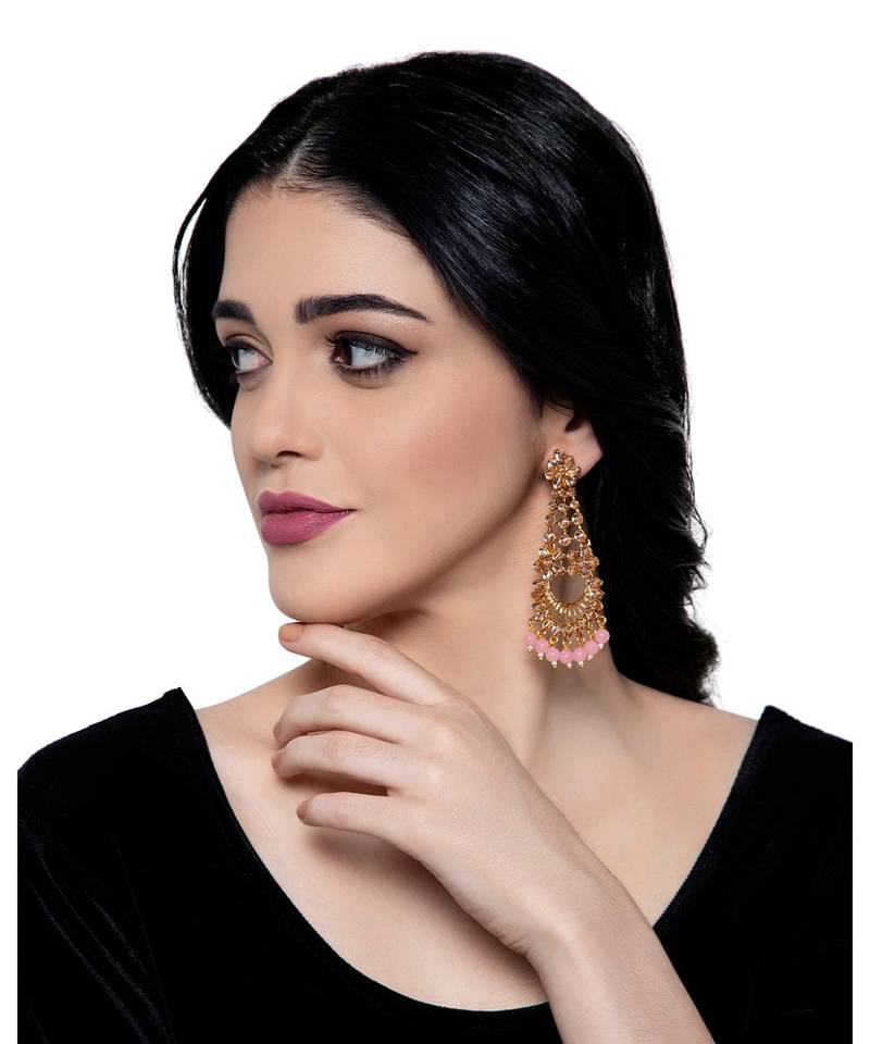 Pink gold plated Yellow Gold Alloy   Pair Earring