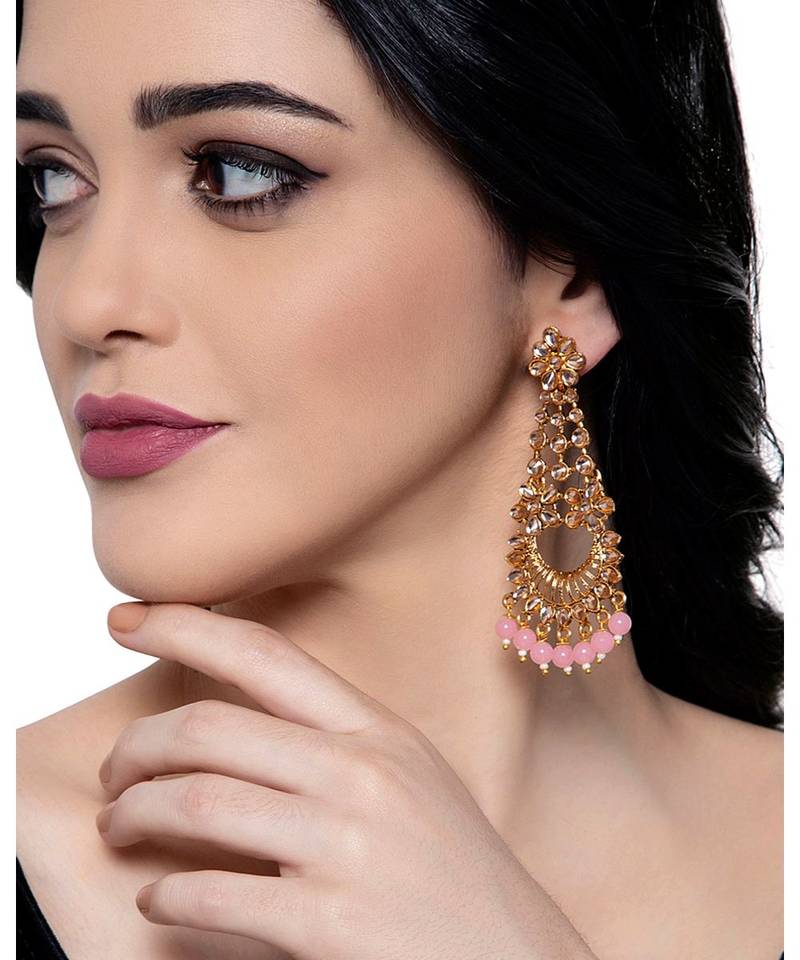 Pink gold plated Yellow Gold Alloy   Pair Earring