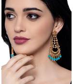Turquoise gold plated Yellow Gold Alloy   Pair Earring