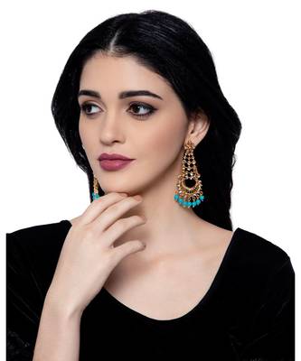 Turquoise gold plated Yellow Gold Alloy   Pair Earring 2