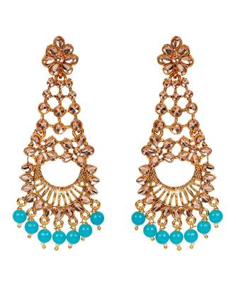 Turquoise gold plated Yellow Gold Alloy   Pair Earring 3